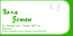 nora zeman business card